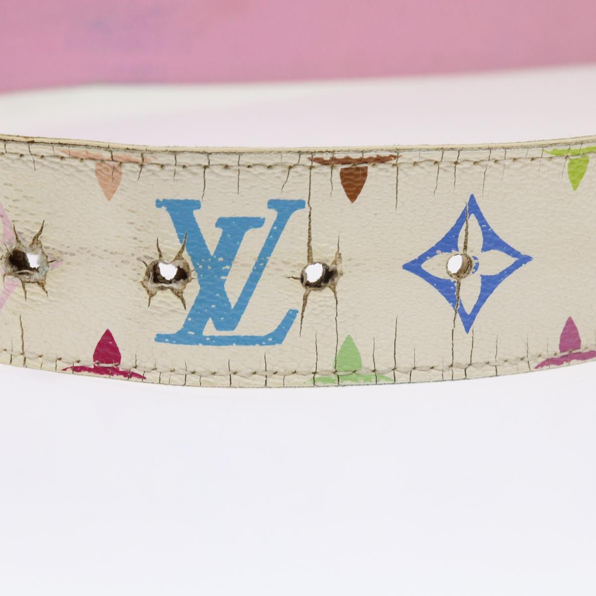 LOUIS VUITTON Monogram Multicolor Epi Belt 2Set White Black LV bs8257