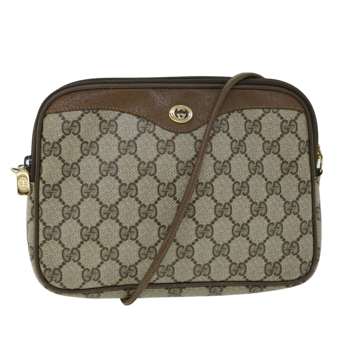Luxury Gucci GG Canvas Shoulder Bag PVC Leather Beige  bs8259