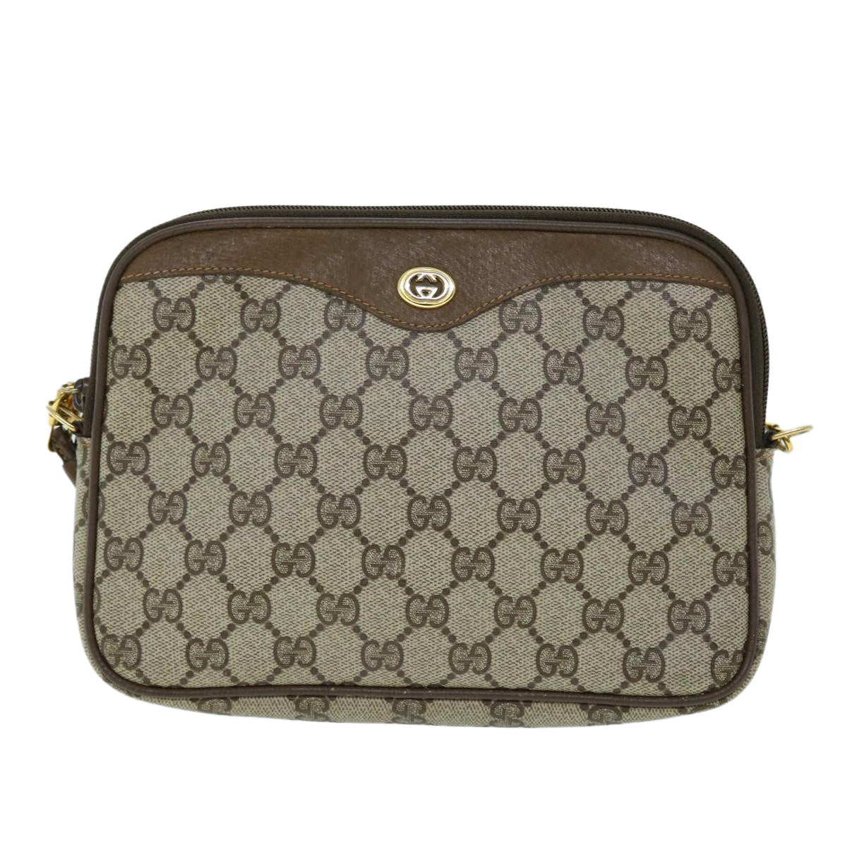 Luxury Gucci GG Canvas Shoulder Bag PVC Leather Beige  bs8259