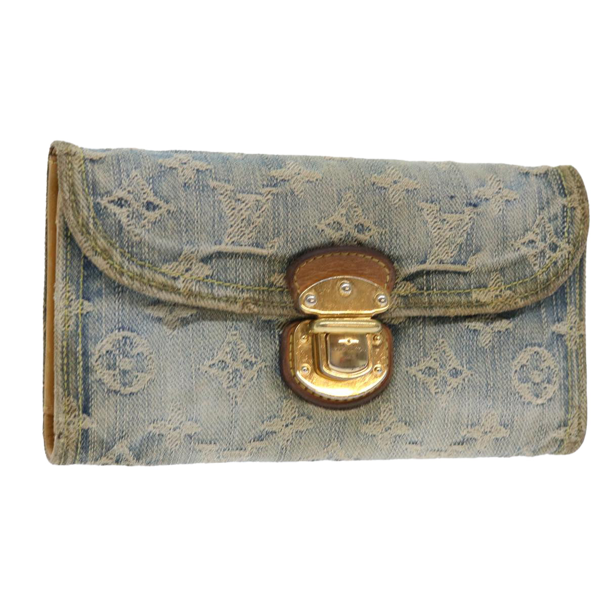 LOUIS VUITTON Monogram Denim Portefeuille Amelia Wallet Blue M95511 bs8291