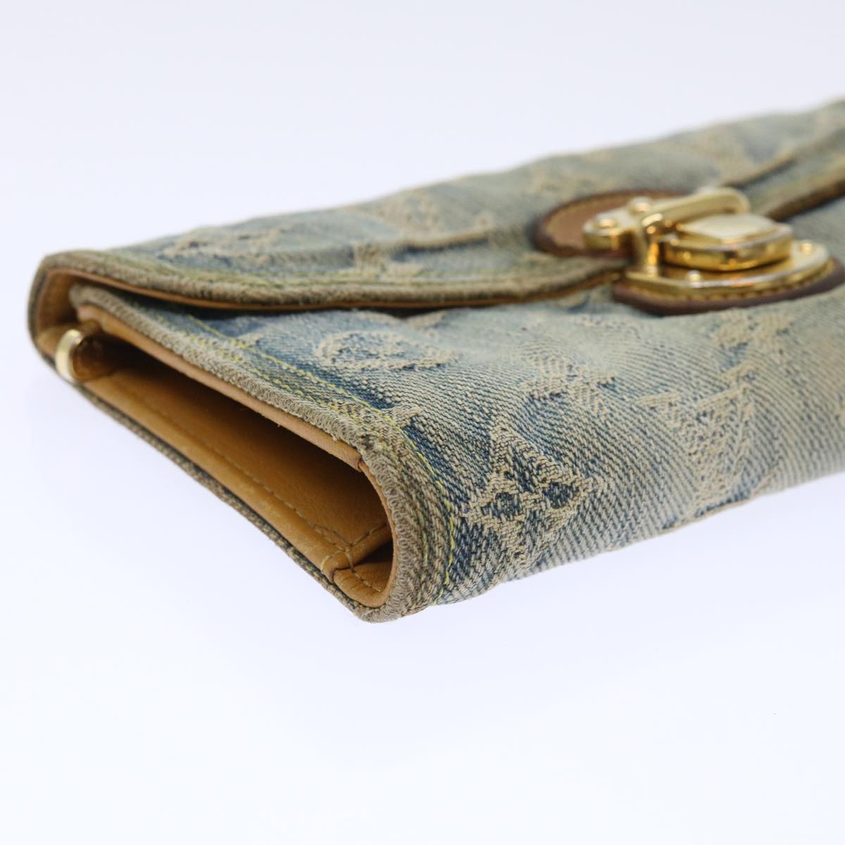LOUIS VUITTON Monogram Denim Portefeuille Amelia Wallet Blue M95511 bs8291