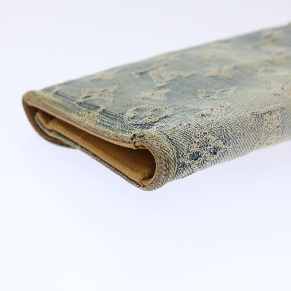 LOUIS VUITTON Monogram Denim Portefeuille Amelia Wallet Blue M95511 bs8291