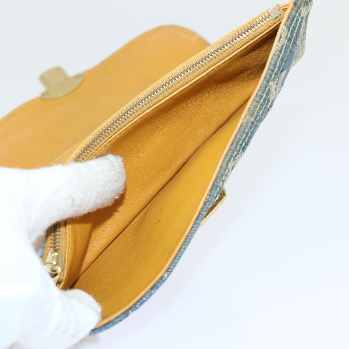 LOUIS VUITTON Monogram Denim Portefeuille Amelia Wallet Blue M95511 bs8291