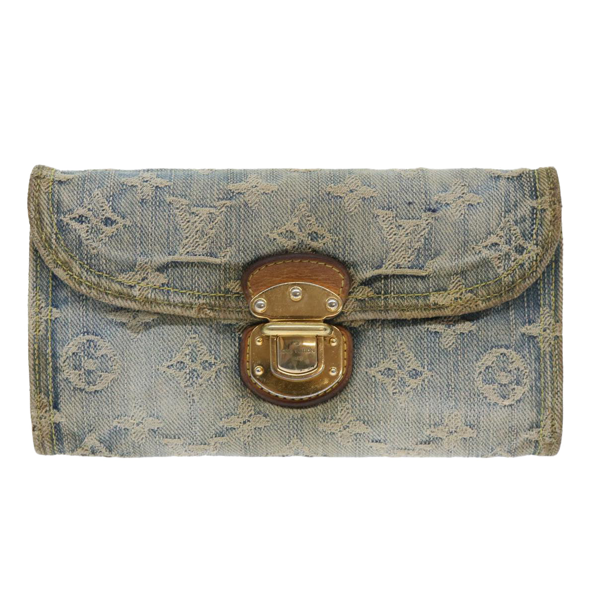LOUIS VUITTON Monogram Denim Portefeuille Amelia Wallet Blue M95511 bs8291