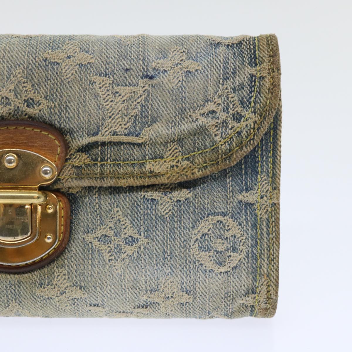 LOUIS VUITTON Monogram Denim Portefeuille Amelia Wallet Blue M95511 bs8291