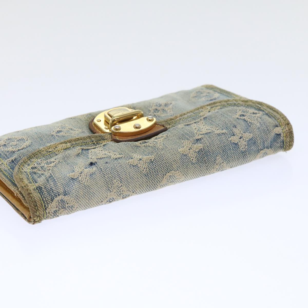 LOUIS VUITTON Monogram Denim Portefeuille Amelia Wallet Blue M95511 bs8291
