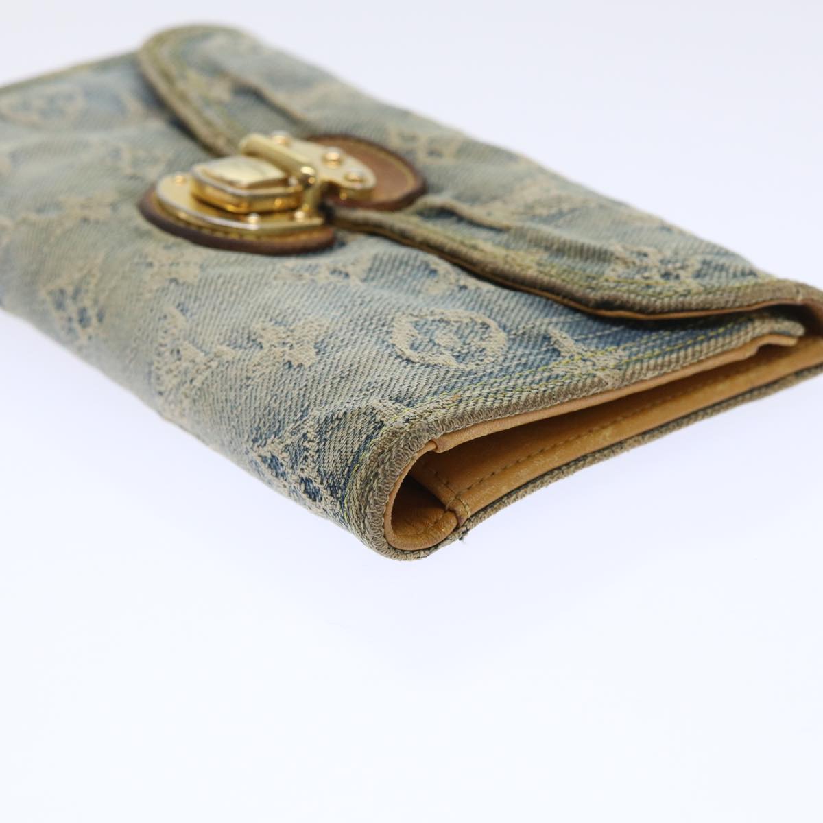 LOUIS VUITTON Monogram Denim Portefeuille Amelia Wallet Blue M95511 bs8291