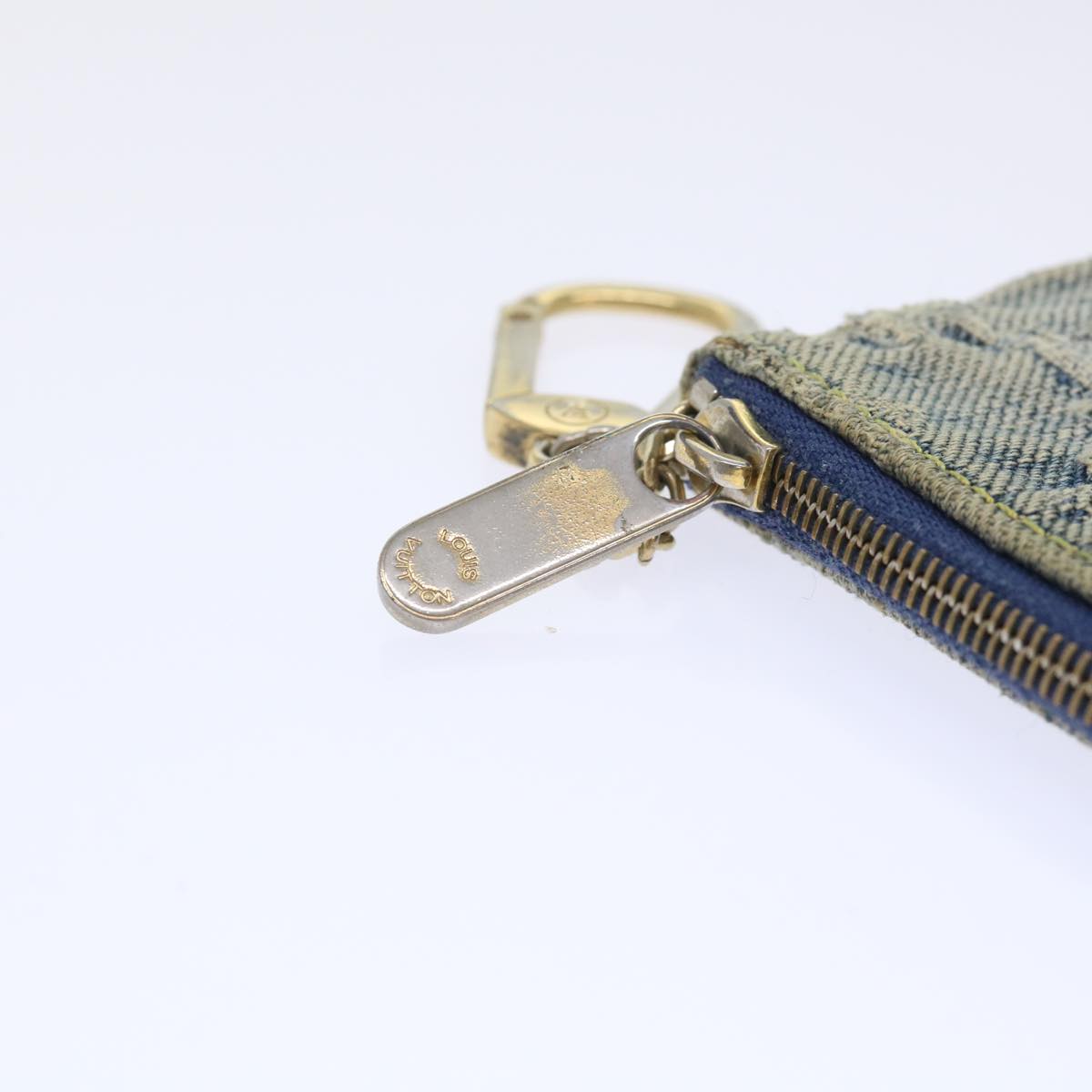 LOUIS VUITTON Monogram Denim Pochette Cles Coin Purse Blue M95343 LV bs8324
