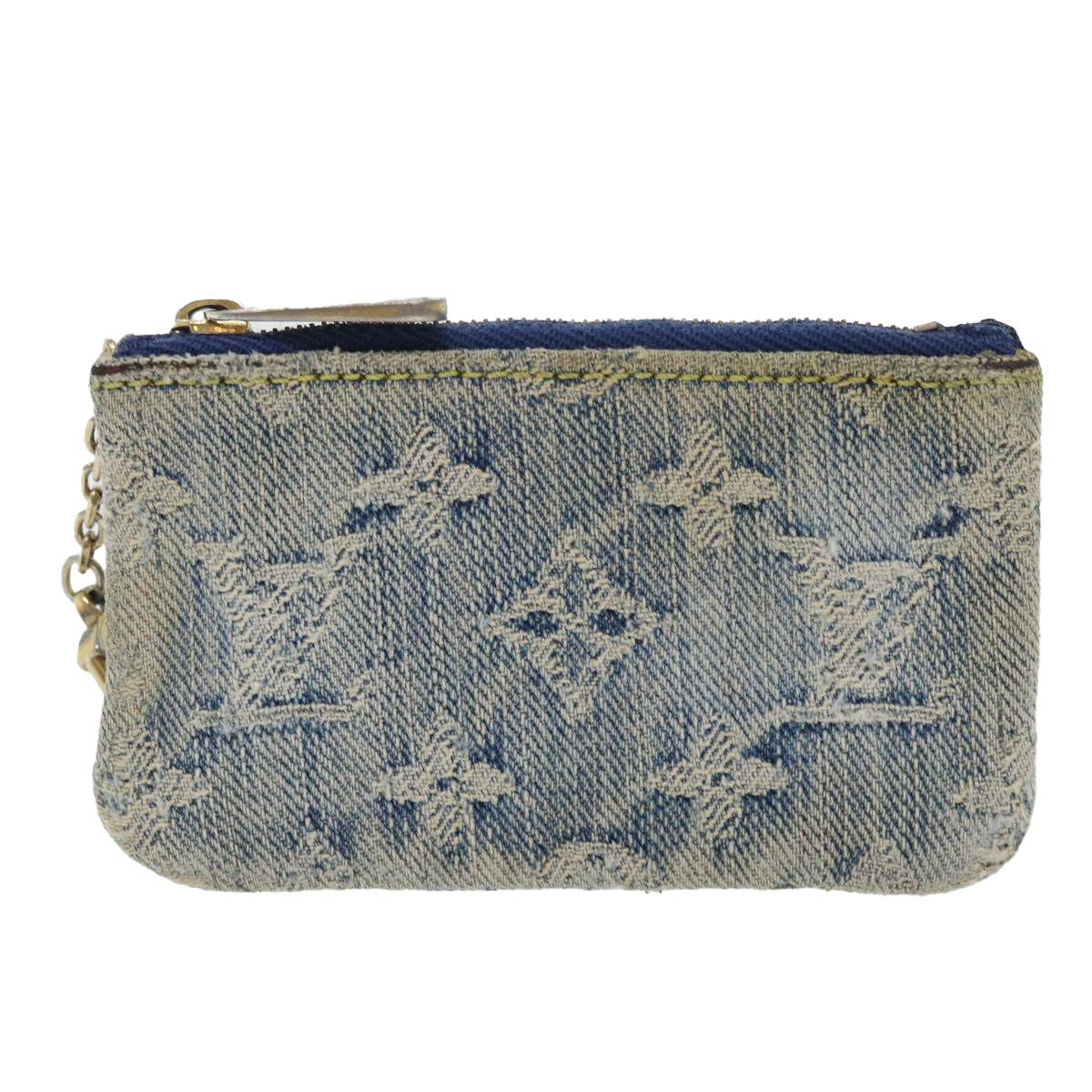 LOUIS VUITTON Monogram Denim Pochette Cles Coin Purse Blue M95343 LV bs8324