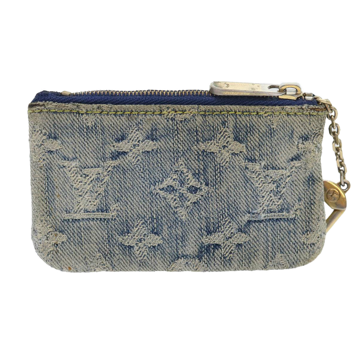 LOUIS VUITTON Monogram Denim Pochette Cles Coin Purse Blue M95343 LV bs8324