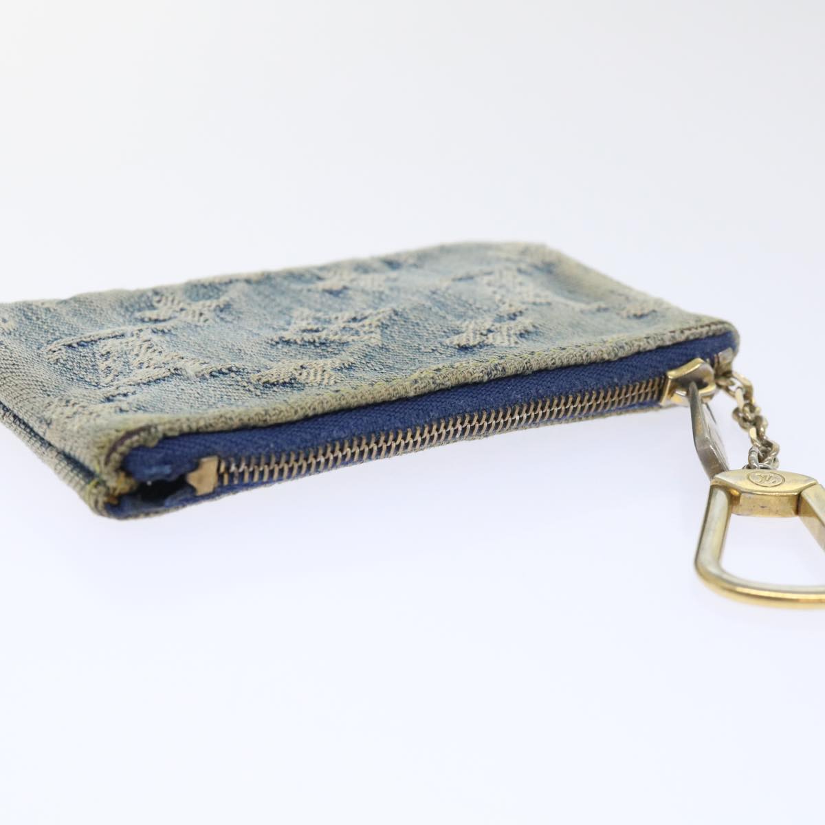 LOUIS VUITTON Monogram Denim Pochette Cles Coin Purse Blue M95343 LV bs8324