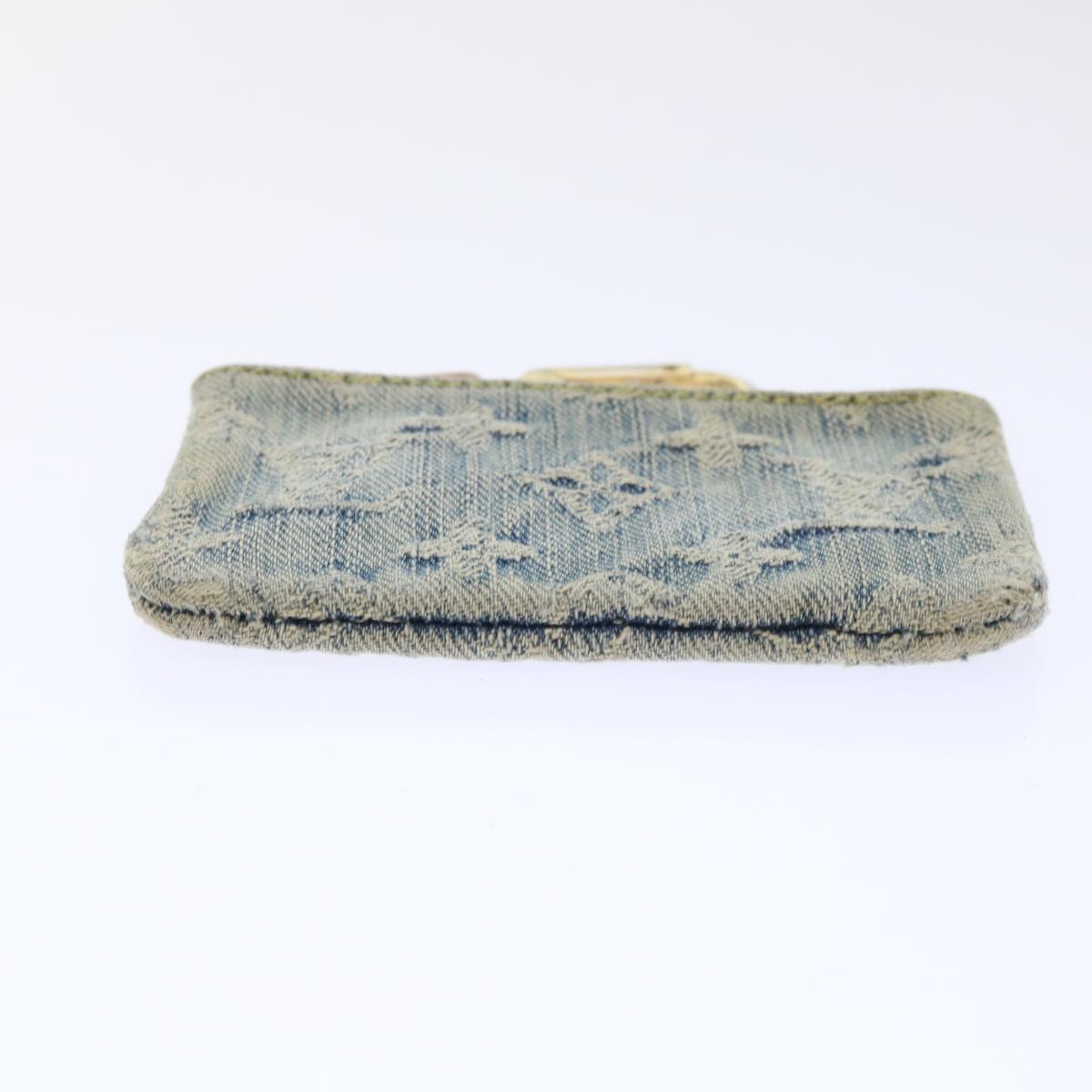 LOUIS VUITTON Monogram Denim Pochette Cles Coin Purse Blue M95343 LV bs8324