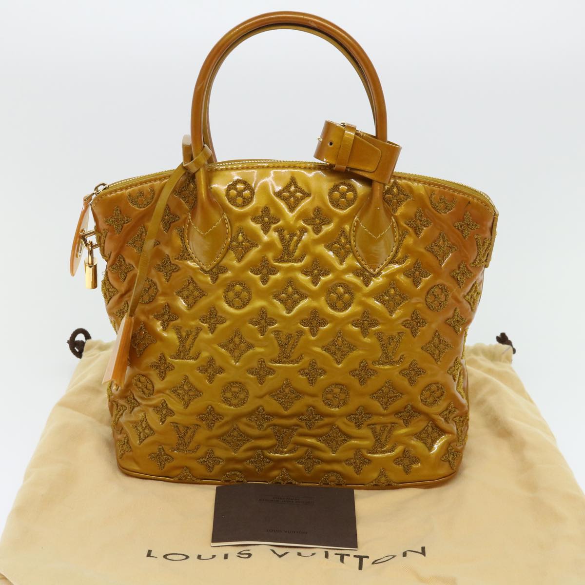 LOUIS VUITTON Fascination Lockit Booklet Bag Gold Tone M40602 LV bs8345
