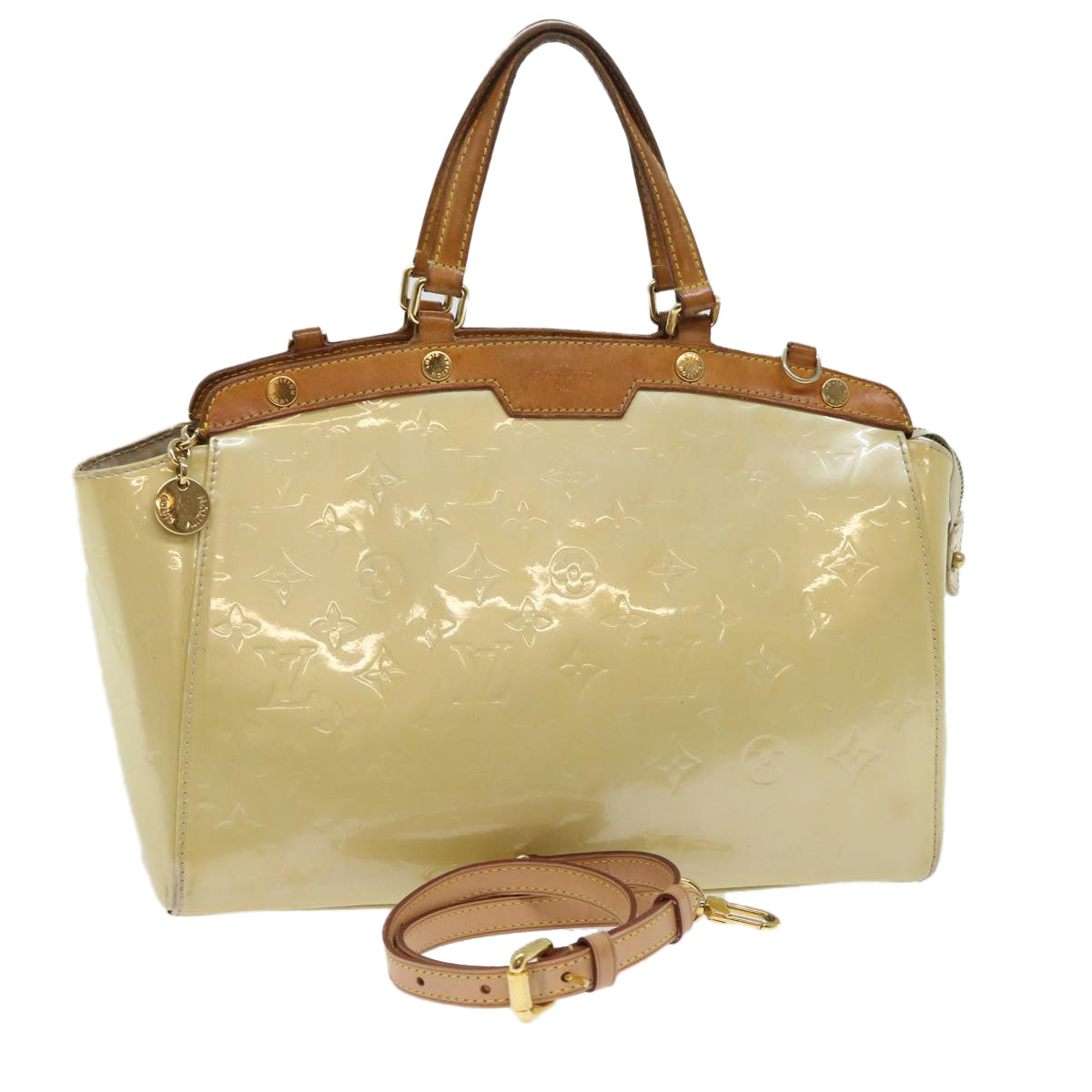 LOUIS VUITTON Monogram Vernis Blair MM Hand Bag 2way Beige M91755 LV bs8346