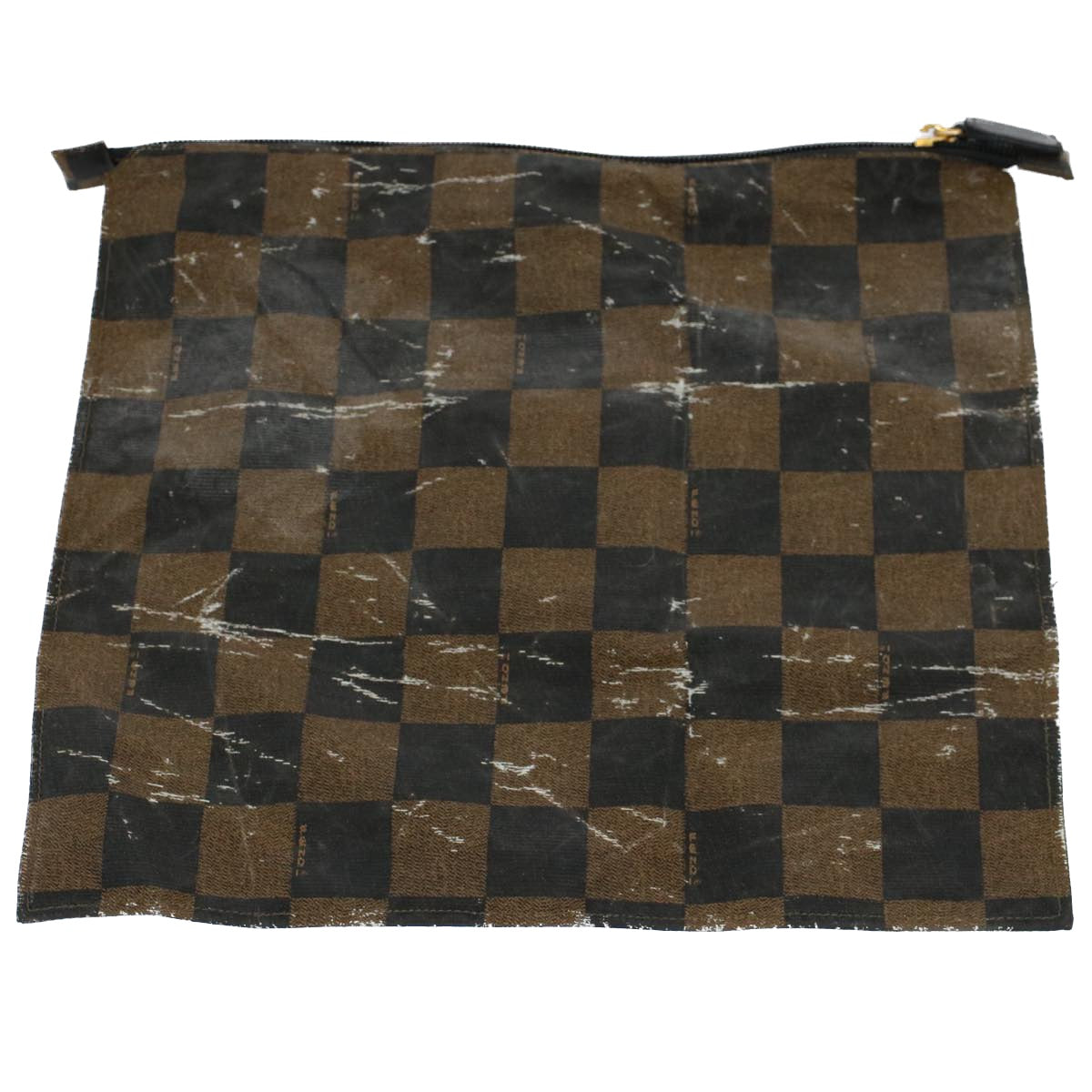 Luxury FendiZucca Zucchino Canvas Pouch Wallet Canvas 4Set Brown Blackbs8399