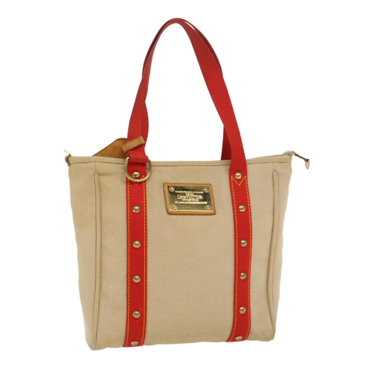 LOUIS VUITTON Antigua Cabas MM Tote Bag Beige Red M40035 LV bs8412