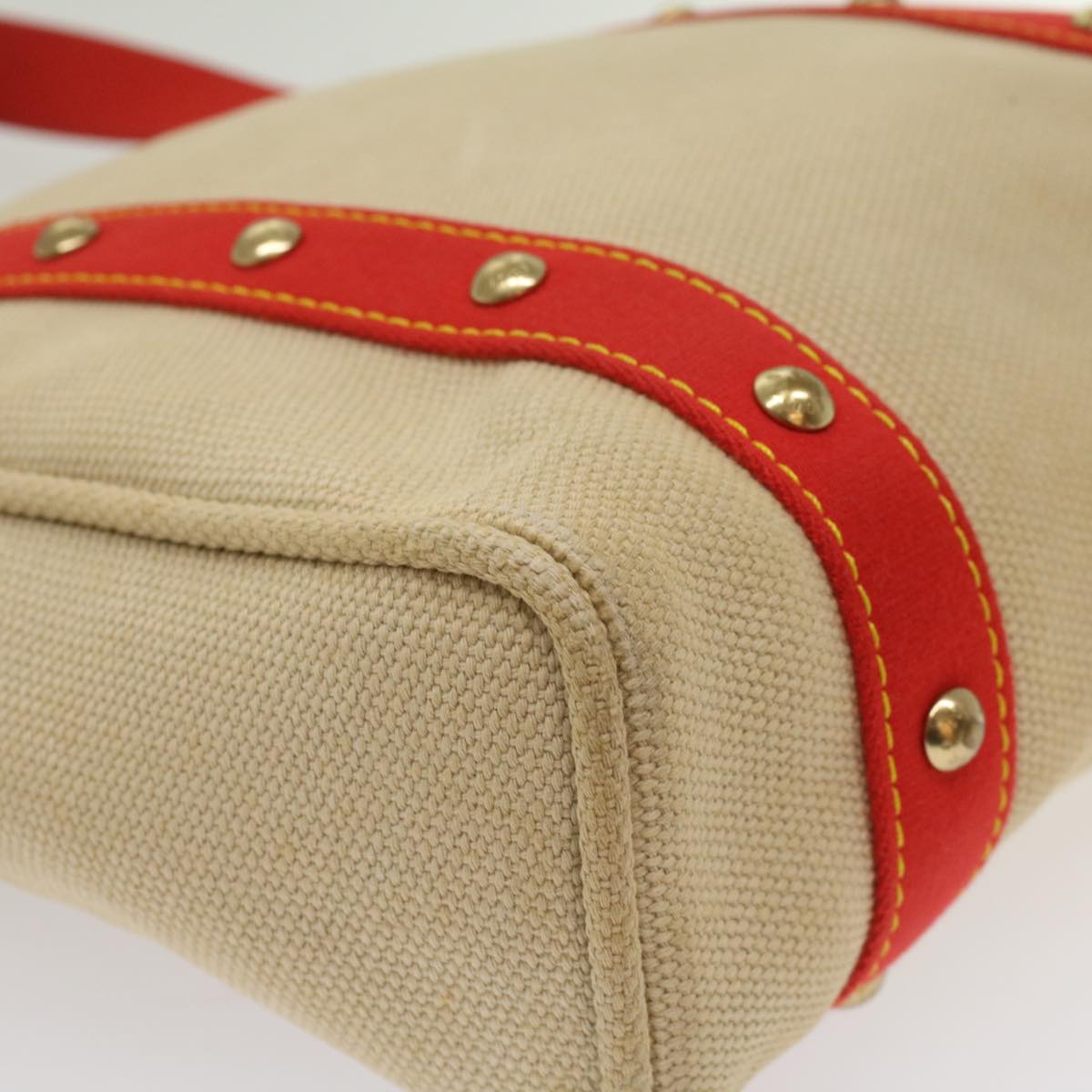 LOUIS VUITTON Antigua Cabas MM Tote Bag Beige Red M40035 LV bs8412