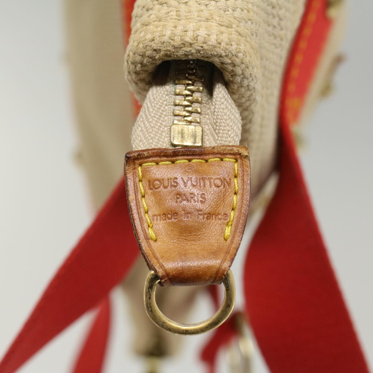 LOUIS VUITTON Antigua Cabas MM Tote Bag Beige Red M40035 LV bs8412
