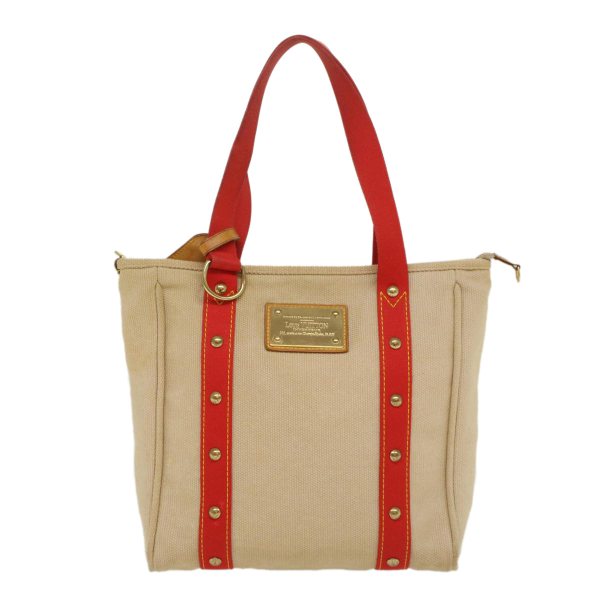 LOUIS VUITTON Antigua Cabas MM Tote Bag Beige Red M40035 LV bs8412