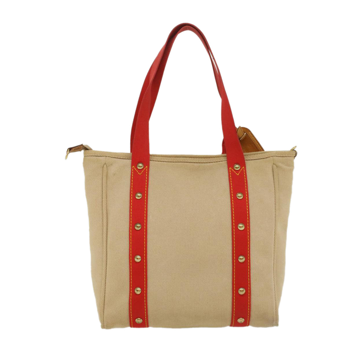 LOUIS VUITTON Antigua Cabas MM Tote Bag Beige Red M40035 LV bs8412