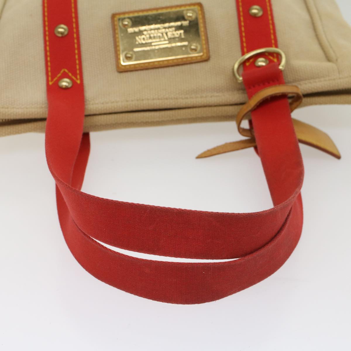 LOUIS VUITTON Antigua Cabas MM Tote Bag Beige Red M40035 LV bs8412