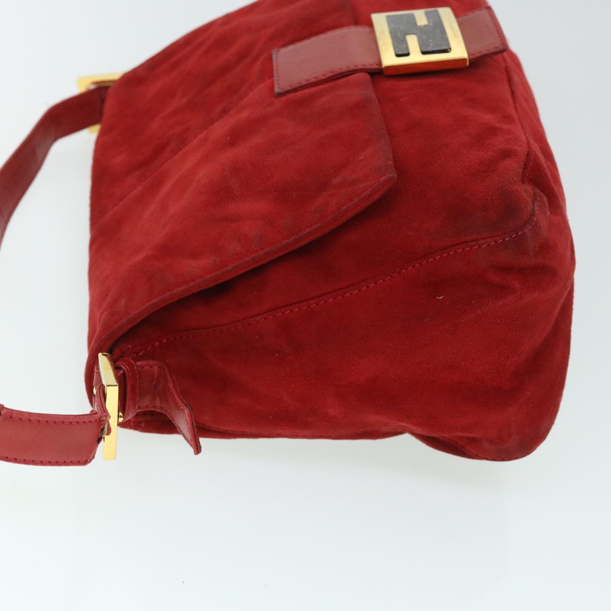 Luxury FendiMamma Baguette Shoulder Bag Suede Redbs8443