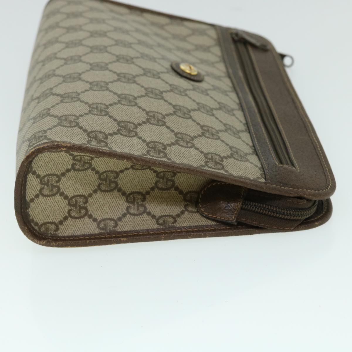 Luxury Gucci GG Canvas Clutch Bag PVC Leather Beige Brown 014 123 6053  bs8482