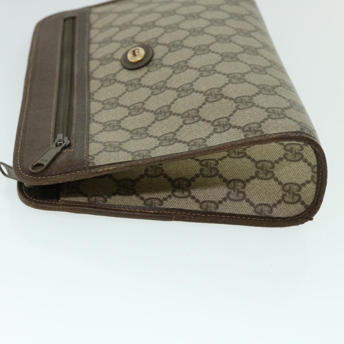 Luxury Gucci GG Canvas Clutch Bag PVC Leather Beige Brown 014 123 6053  bs8482