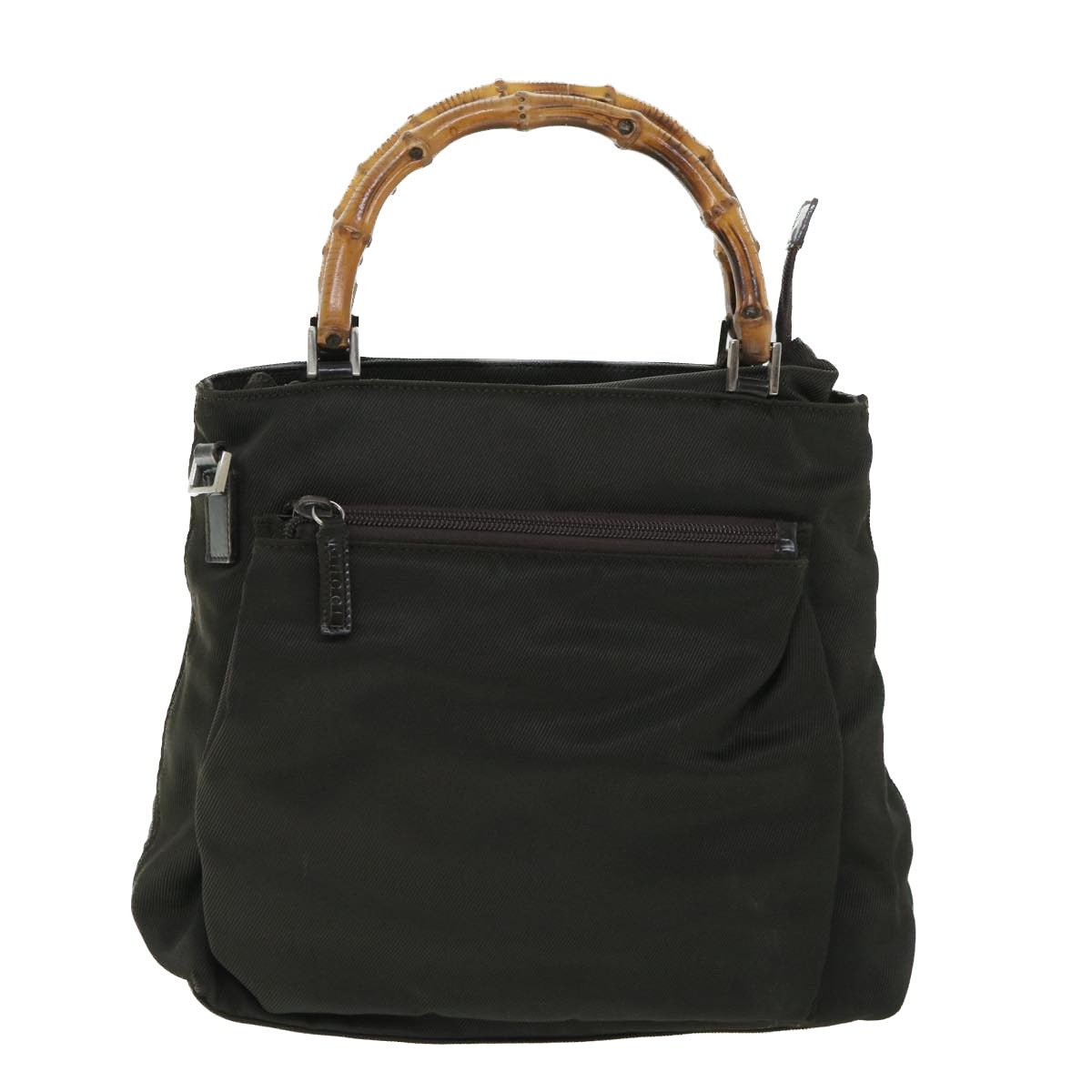 Luxury Gucci Bamboo Hand Bag Nylon Leather 2way Khaki 002 2058 0508 5  bs8491