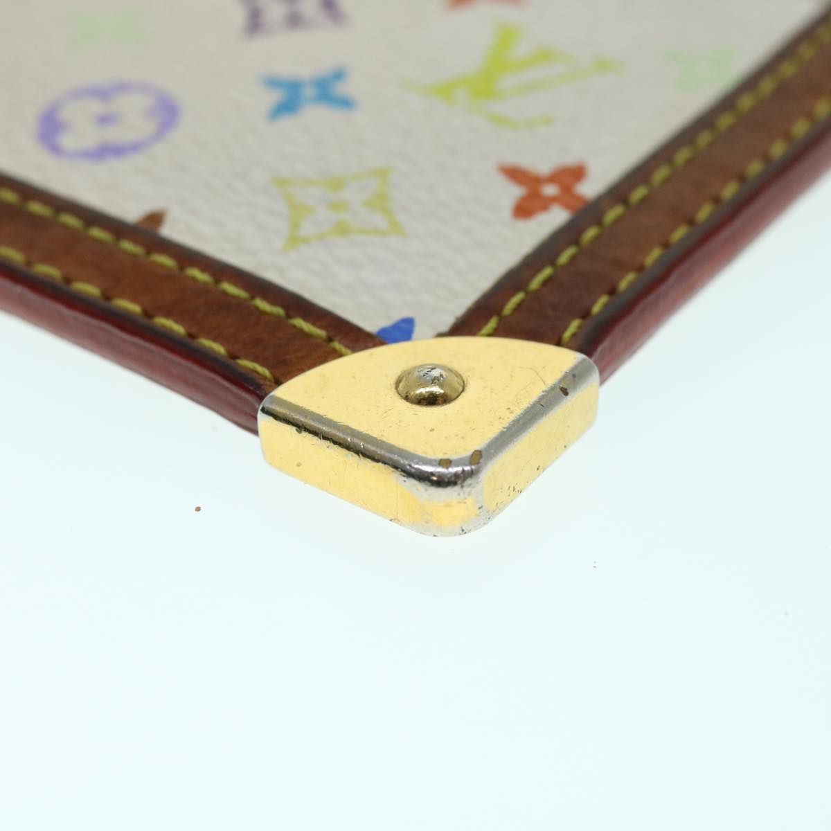 LOUIS VUITTON Monogram Multicolor Pochette Cles Purse White M92655 bs8505