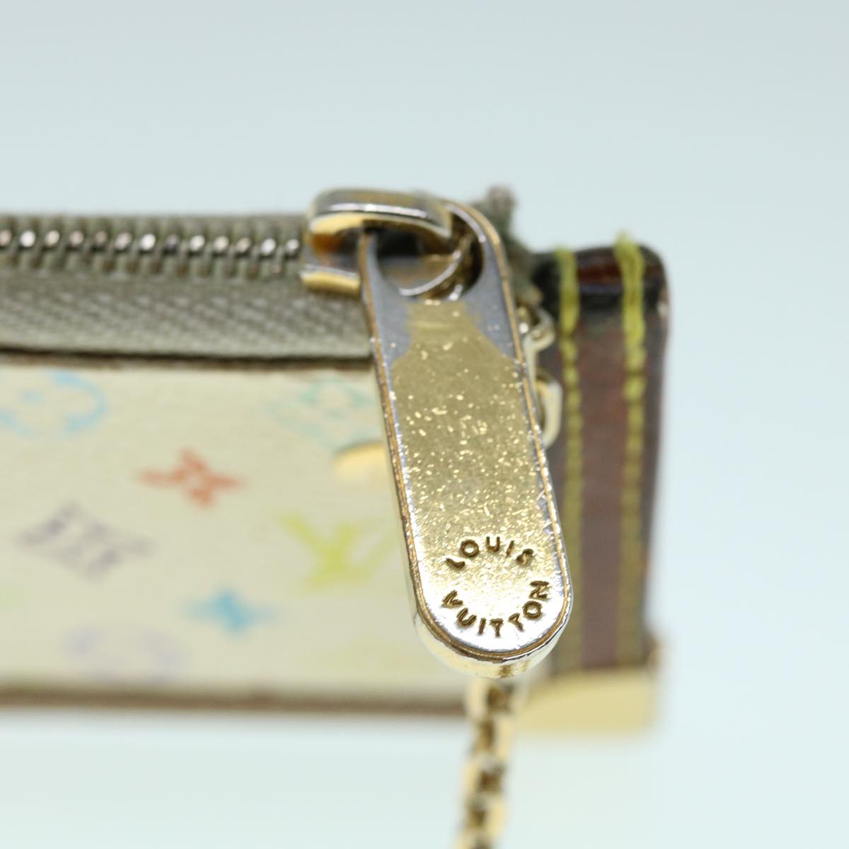LOUIS VUITTON Monogram Multicolor Pochette Cles Purse White M92655 bs8505