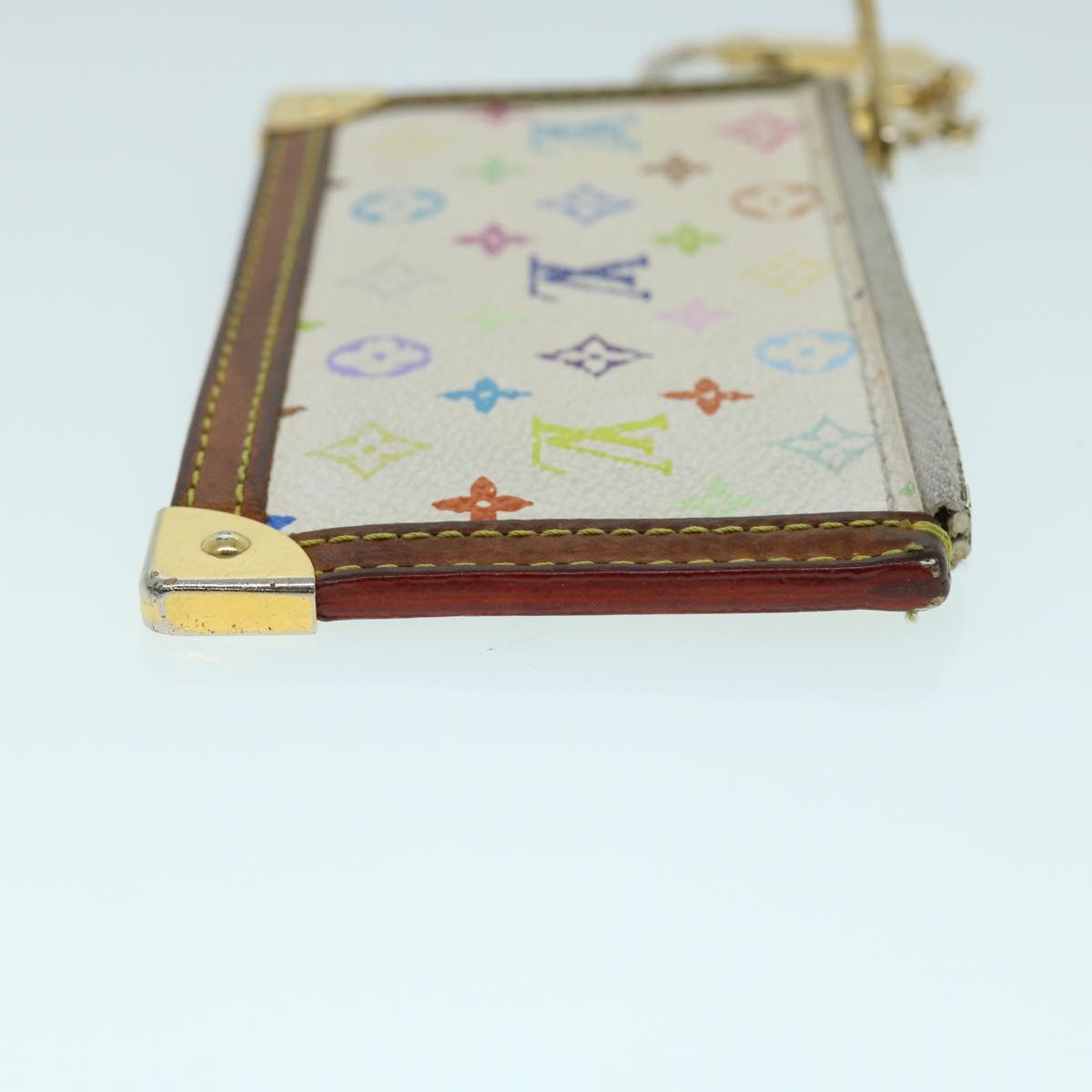 LOUIS VUITTON Monogram Multicolor Pochette Cles Purse White M92655 bs8505