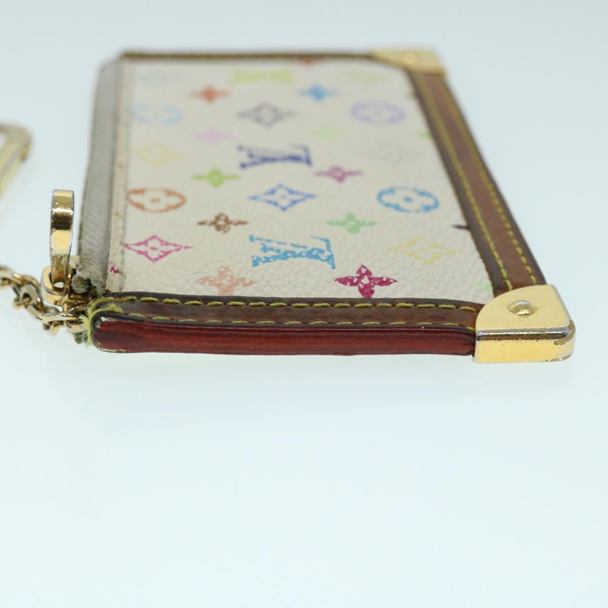 LOUIS VUITTON Monogram Multicolor Pochette Cles Purse White M92655 bs8505