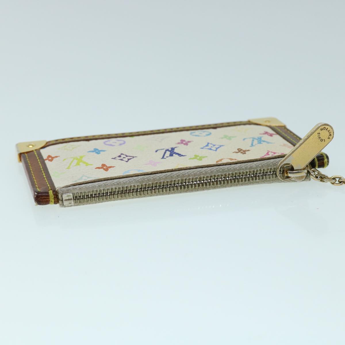 LOUIS VUITTON Monogram Multicolor Pochette Cles Purse White M92655 bs8505