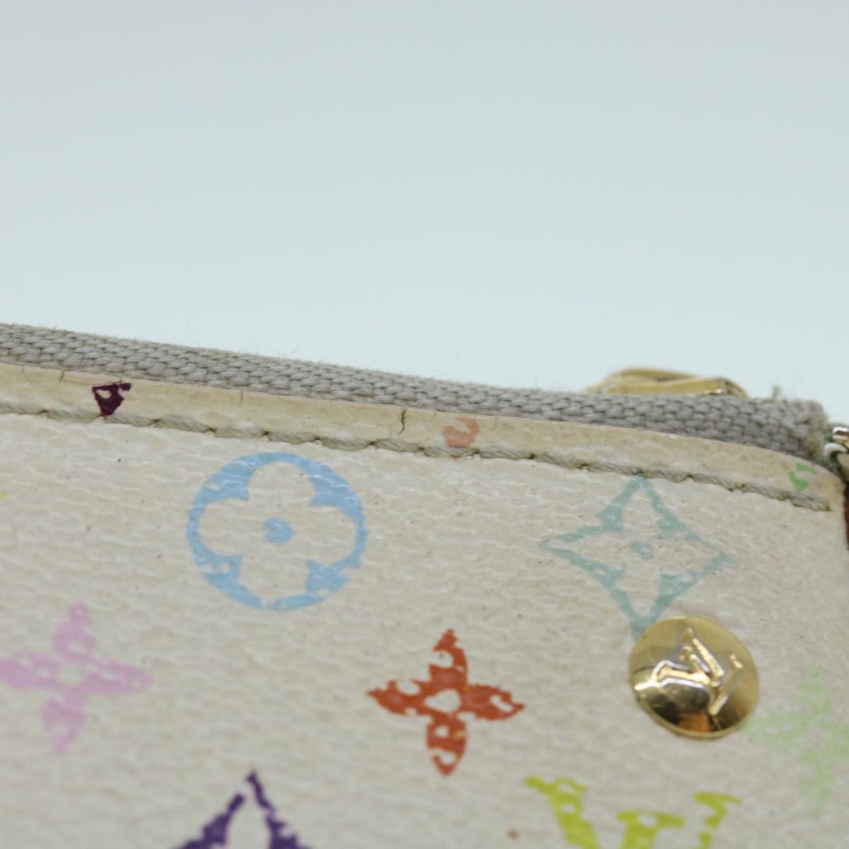 LOUIS VUITTON Monogram Multicolor Pochette Cles Purse White M92655 bs8505