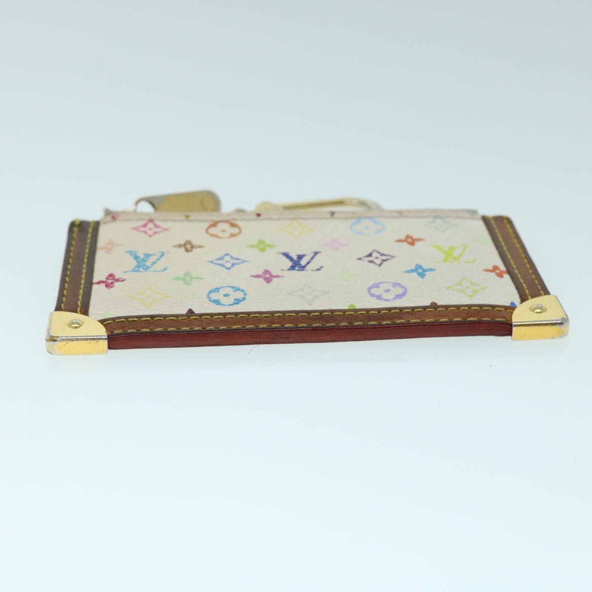 LOUIS VUITTON Monogram Multicolor Pochette Cles Purse White M92655 bs8505