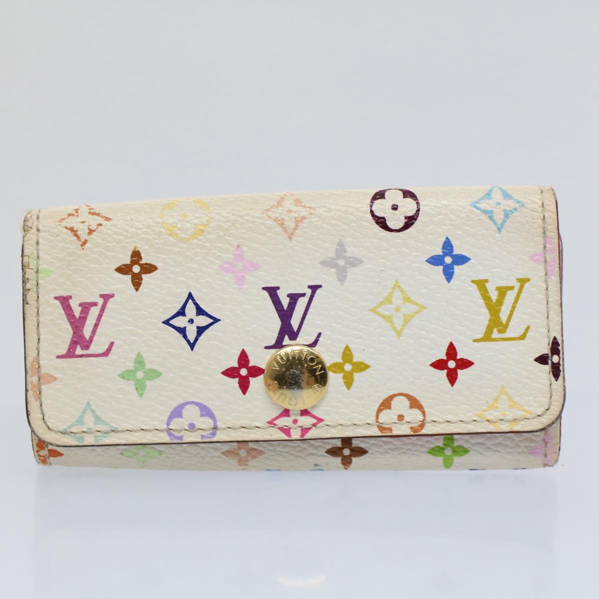LOUIS VUITTON Monogram Multicolor Wallet Key Case 4Set White Black bs8515