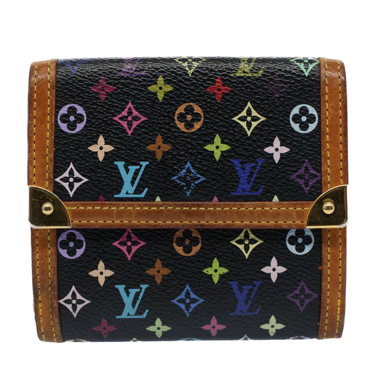 LOUIS VUITTON Monogram Multicolor Wallet Key Case 4Set White Black bs8515