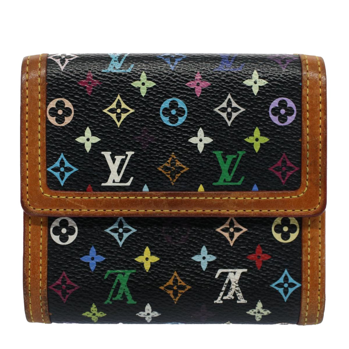 LOUIS VUITTON Monogram Multicolor Wallet Key Case 4Set White Black bs8515