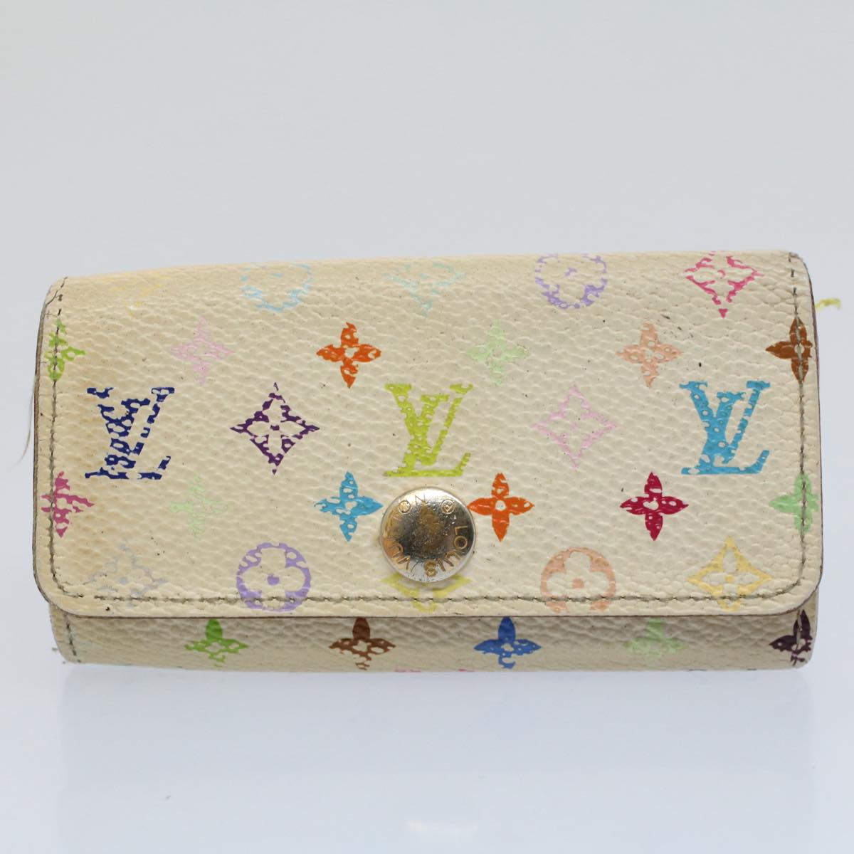LOUIS VUITTON Monogram Multicolor Wallet Key Case 4Set White Black bs8515