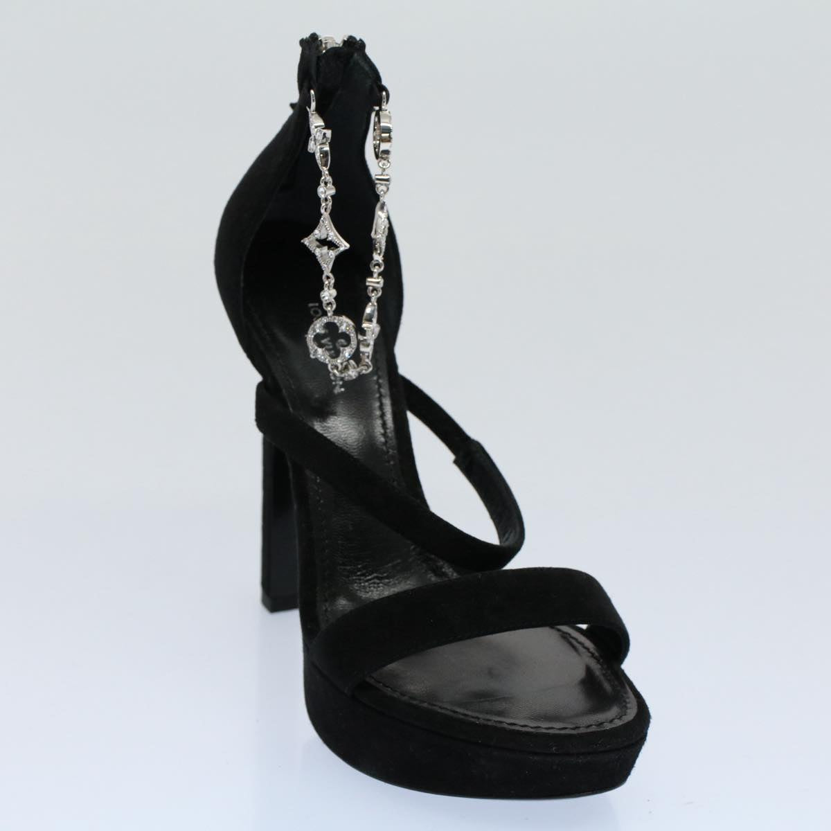 LOUIS VUITTON High Heels Suede 35 Black NL0198 LV bs8517