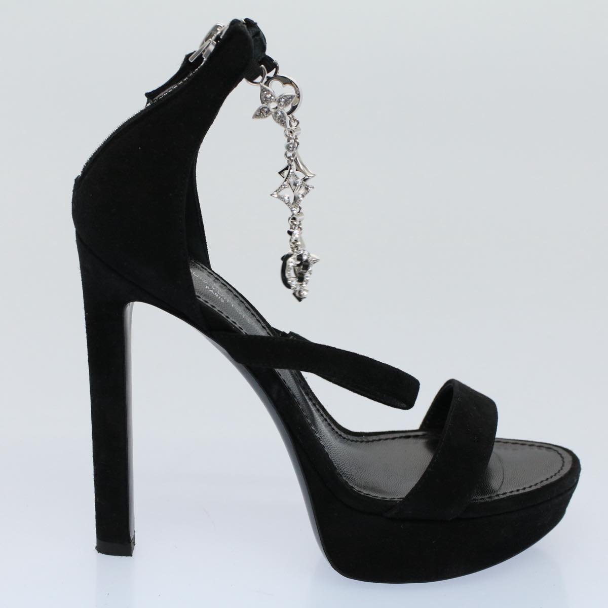 LOUIS VUITTON High Heels Suede 35 Black NL0198 LV bs8517