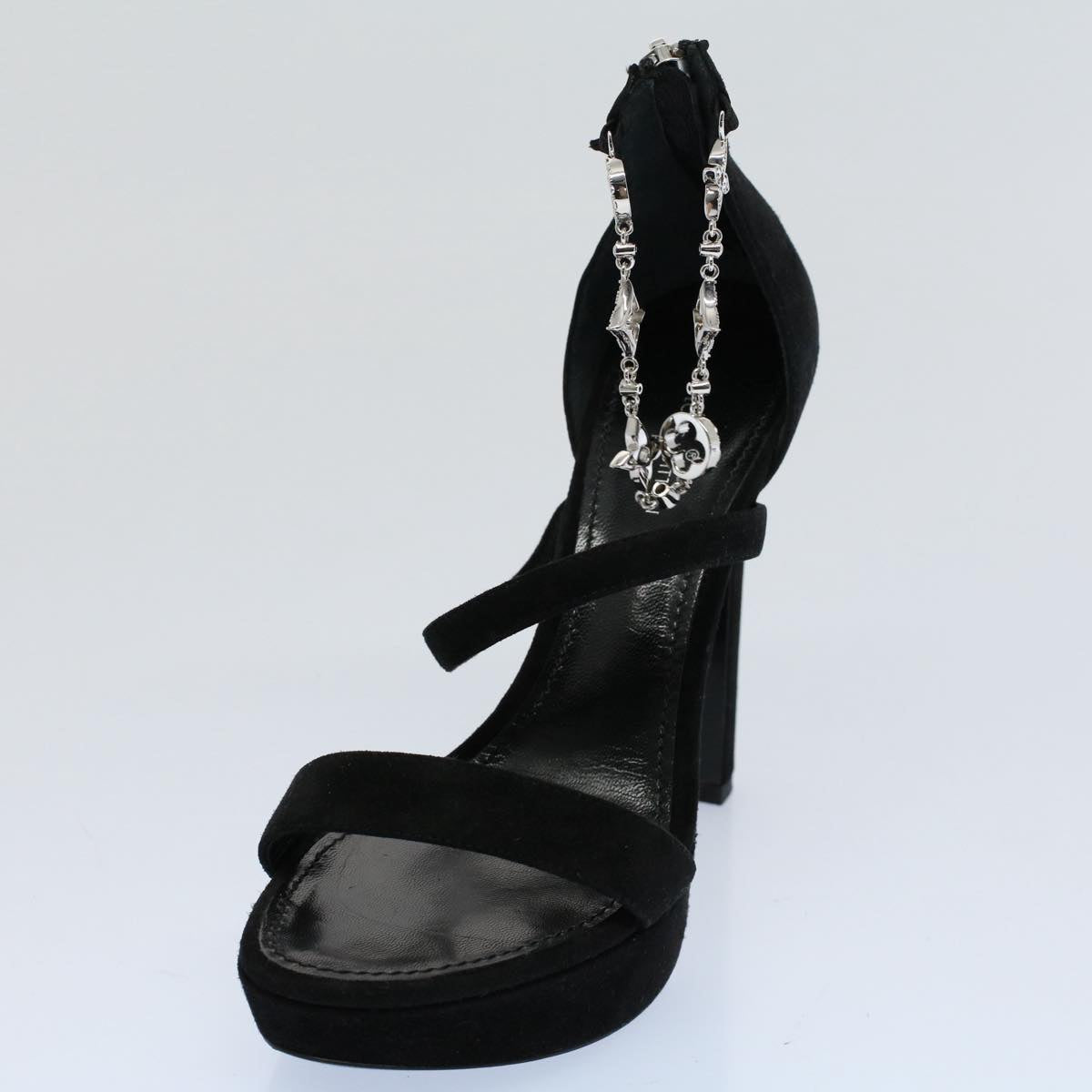 LOUIS VUITTON High Heels Suede 35 Black NL0198 LV bs8517