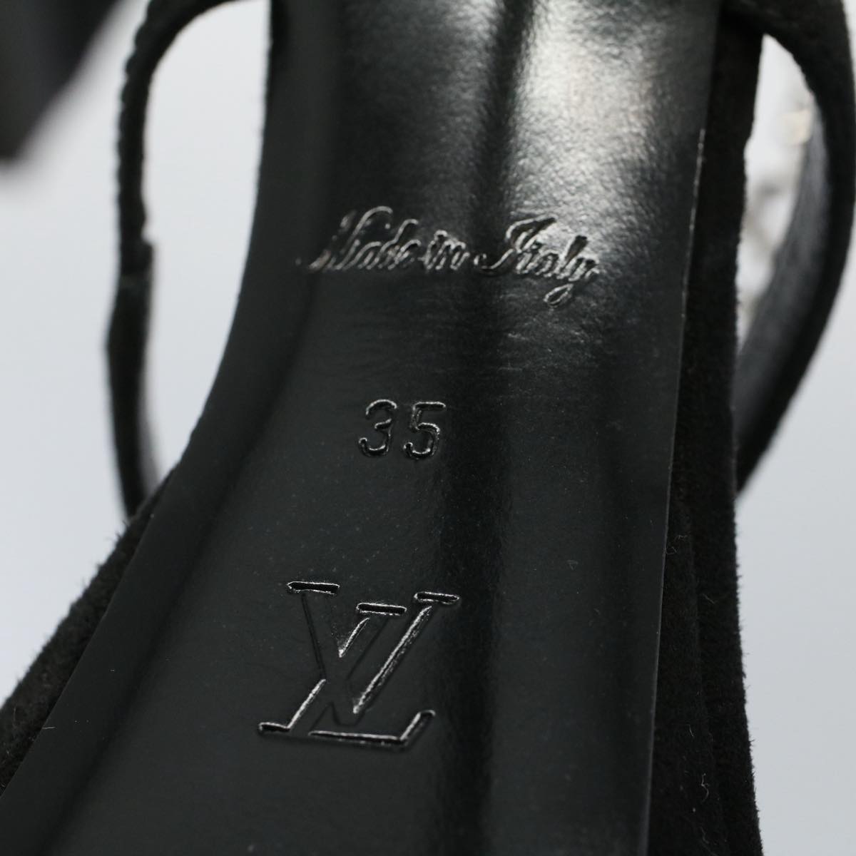 LOUIS VUITTON High Heels Suede 35 Black NL0198 LV bs8517