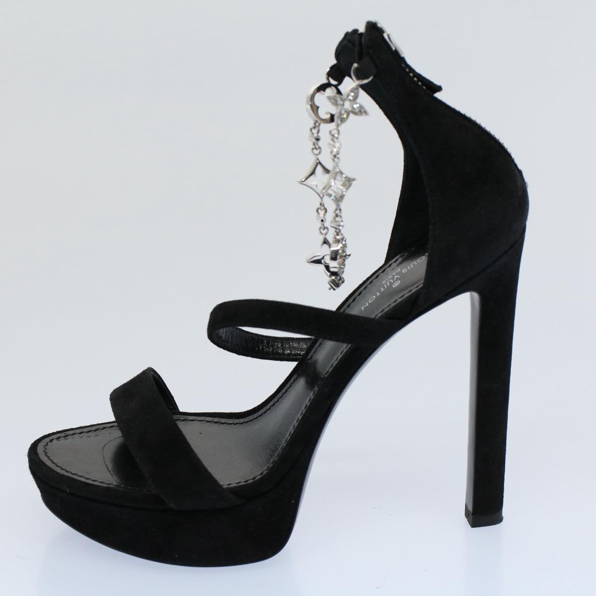 LOUIS VUITTON High Heels Suede 35 Black NL0198 LV bs8517