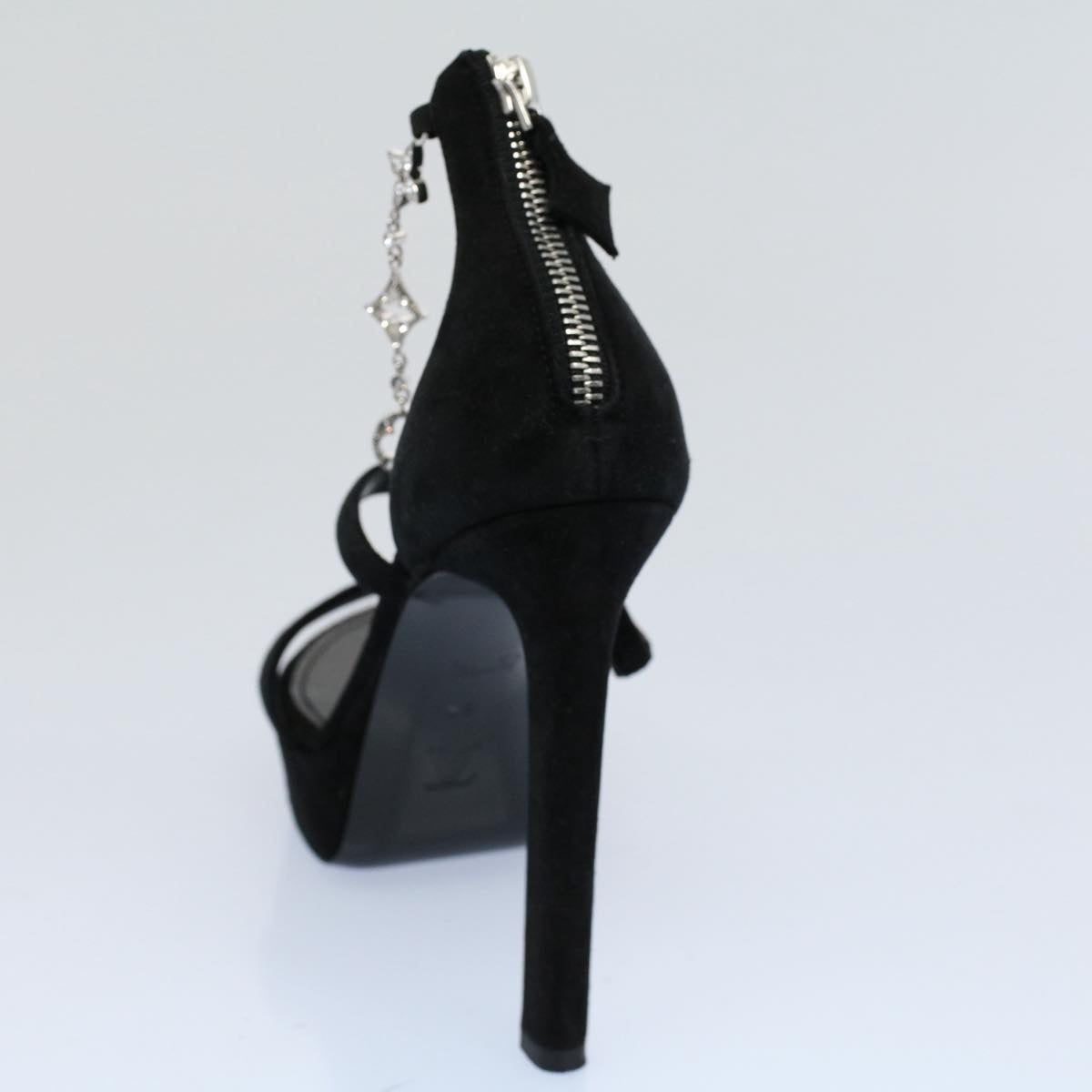 LOUIS VUITTON High Heels Suede 35 Black NL0198 LV bs8517