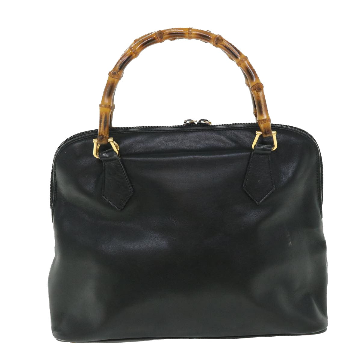 Luxury Gucci Bamboo Hand Bag Leather 2way Black 000 1186 0289  bs8639