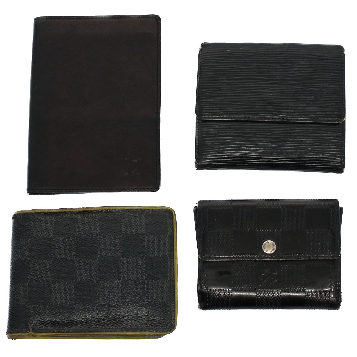 LOUIS VUITTON Epi Damier Graphite Wallet Leather 4Set Black LV bs8671