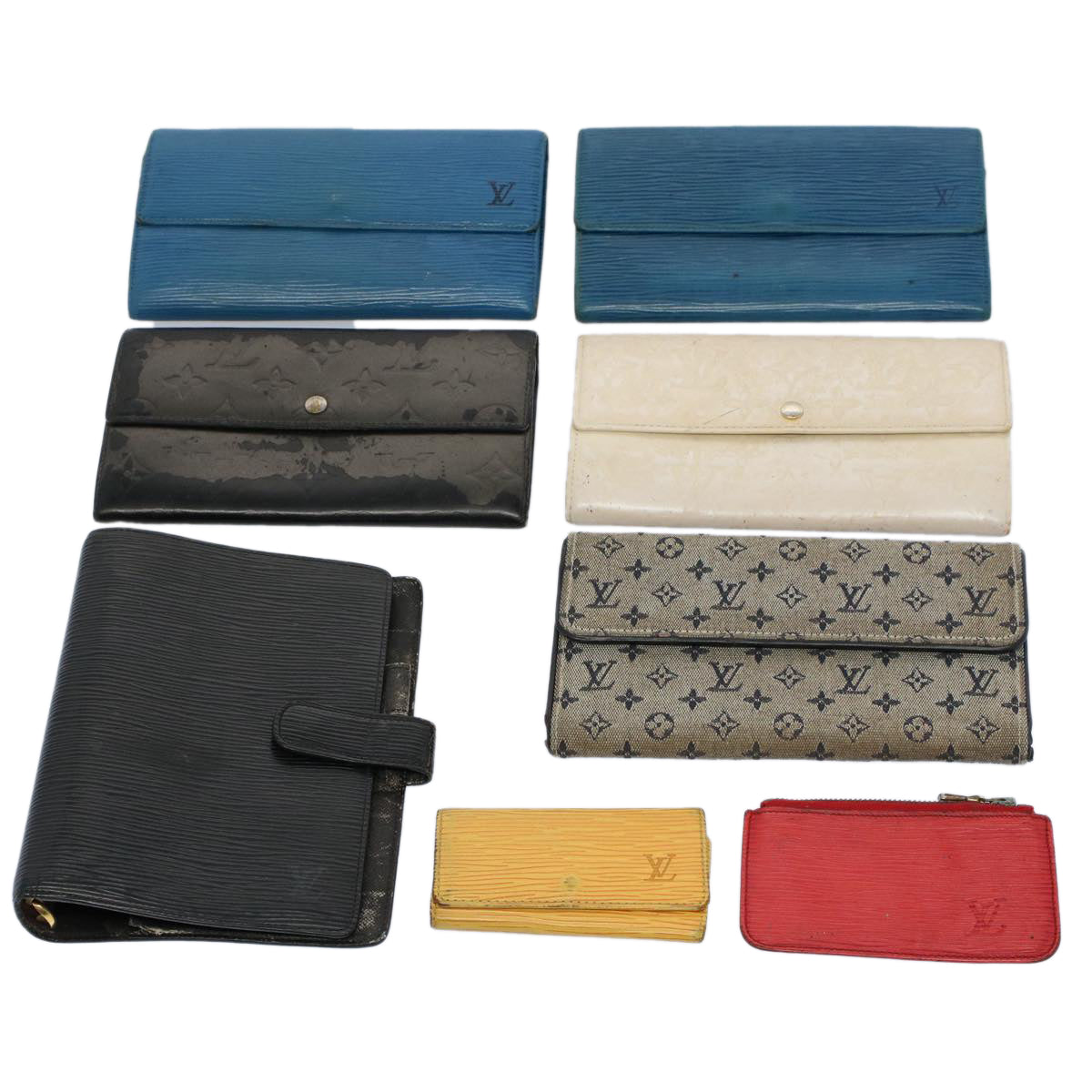LOUIS VUITTON Epi Wallet Day Planner Cover 8Set Blue Black white LV bs8677