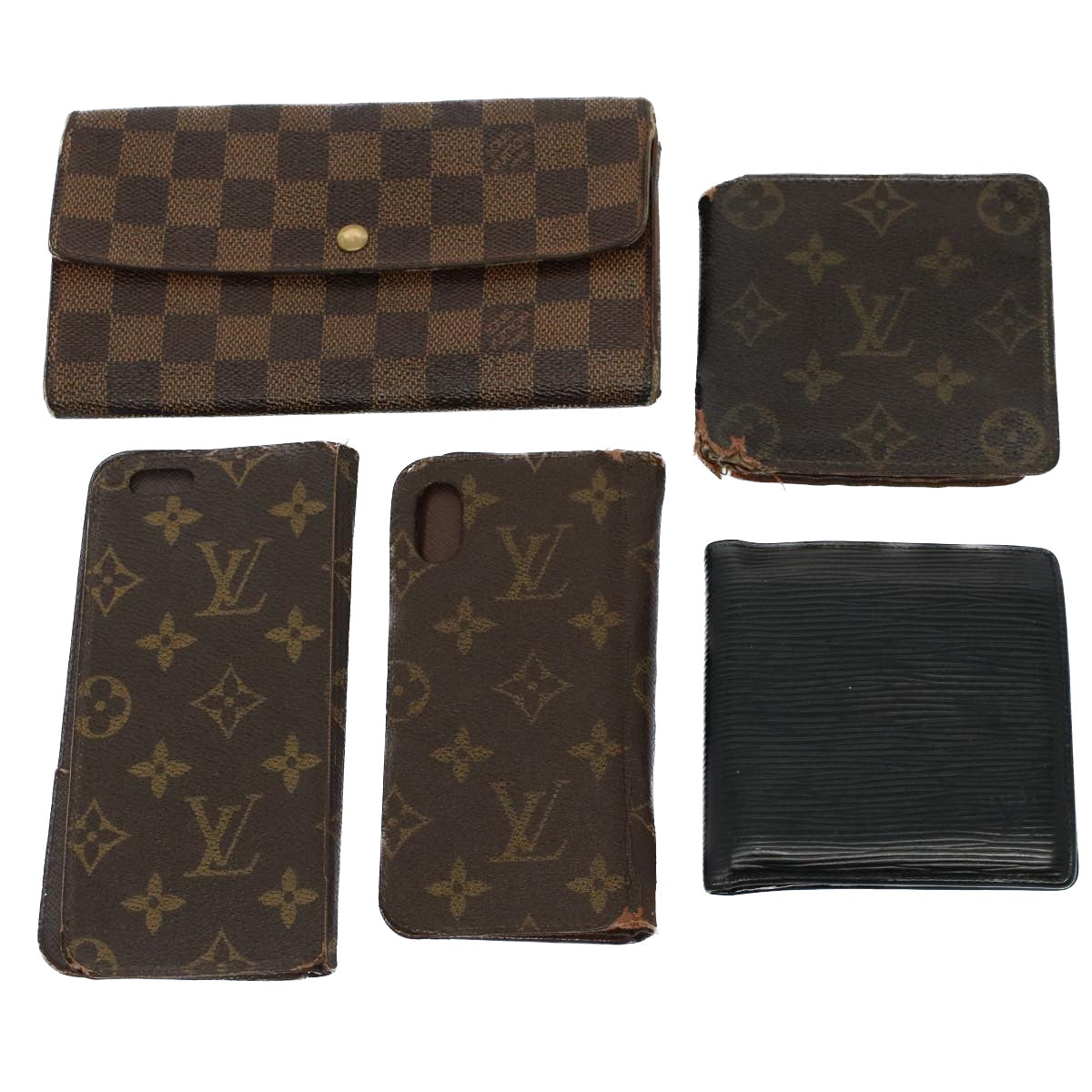 LOUIS VUITTON Monogram Epi Damier Ebene Wallet 5Set Black LV bs8683